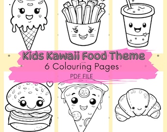 かわいい食べ物とスナックをテーマにした子供向けの塗り絵 - 自宅で印刷、塗り絵