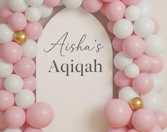 Aqiqah Name Personalised Stickers For Sail Board | Birthday Signs Vinyl Decal Islamic Wording Balloon Arch