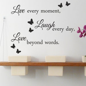 Live Laugh Love | Wall Quote Stickers Removable Vinyl Decal Home Wording