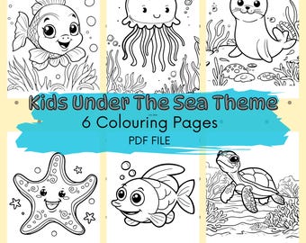 子供向けの海の生き物をテーマにした塗り絵 - 自宅で印刷、塗り絵