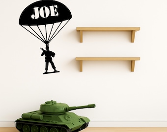 陸軍空挺部隊のウォールステッカー（名前入り、子供部屋用）