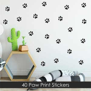 Paw Print Sticker Vinyl Decals [Pack of 40]