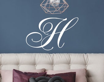 Letter Wall Sticker - Calligraphy Style Monogram Decal Single Letter