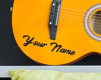 Pair of Guitar Name Stickers Decals - Personalise Your Instrument