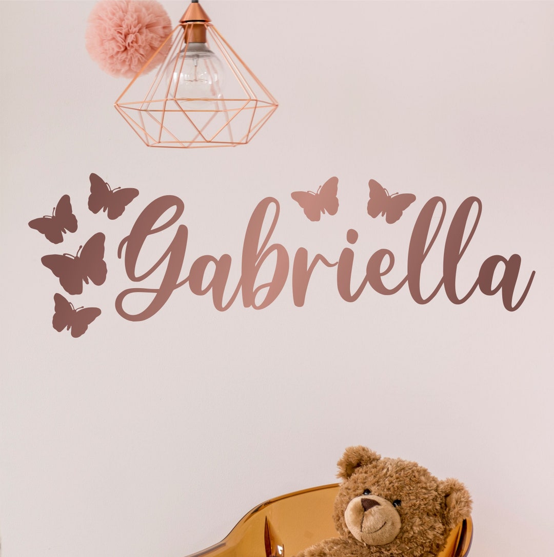Personalised Name With Butterflies Wall Sticker Decal Bespoke Custom ...
