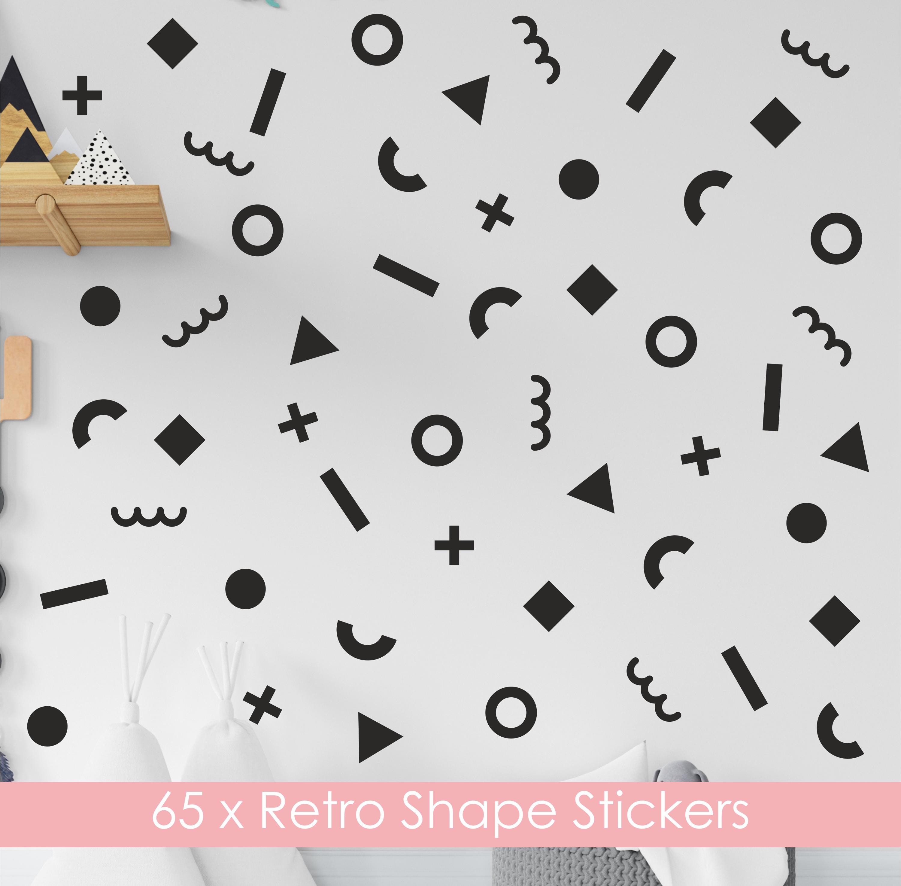 Shape Builder Sticker Retro Shape Stickers | 60 Geometric Wall Decals for Home Decor - Etsy