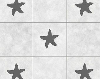Pegatinas de azulejos de estrella de mar / Adhesivo de vinilo decorativo para baño, cocina, inodoro, impermeable, vida marina