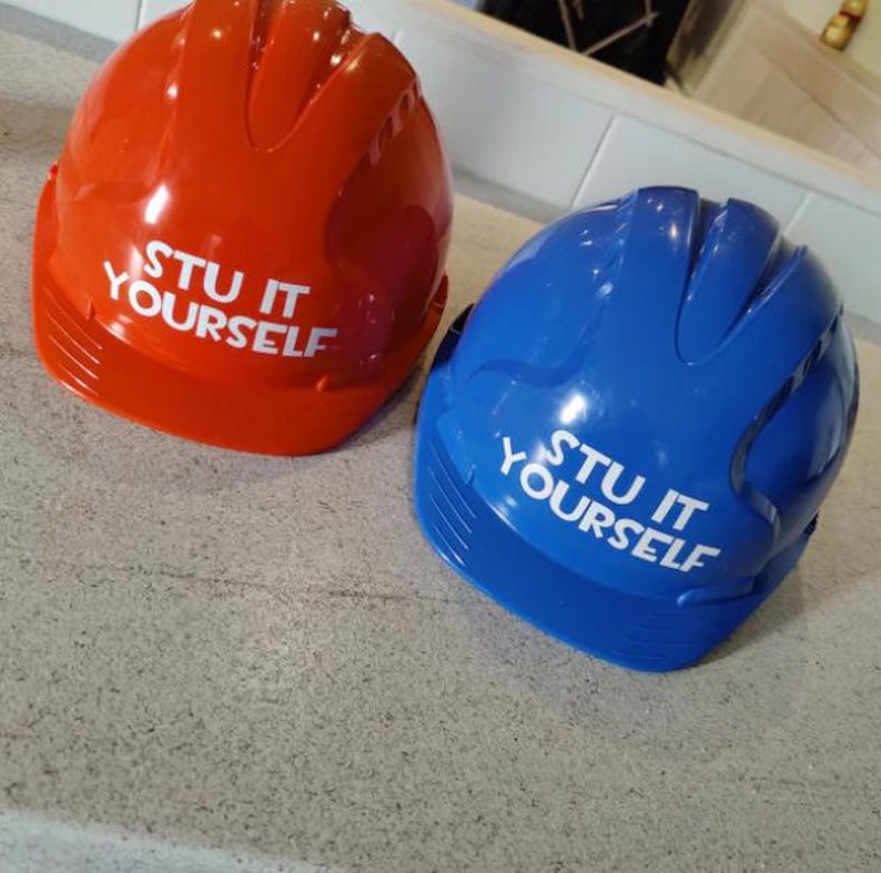 Pair of Personalised Hard Hat Name Stickers - Safety Gear Name Labels image 2