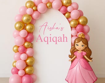 Aqiqah Name Personalised Stickers For Sail Board | Birthday Signs Vinyl Decal Islamic Wording Balloon Arch