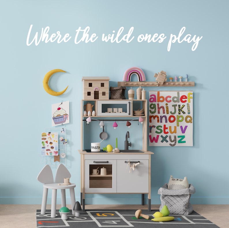 Where the Wild Ones Play Wall Quote Sticker | Playroom Vinyl Decor for Kids Bedroom image 7