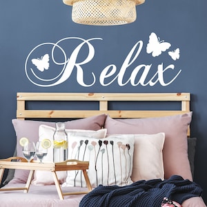 Wall Sticker Quote - Relax Vinyl Decal for Bedroom, Bathroom & Ensuite | Inspirational Home Decor Waterproof