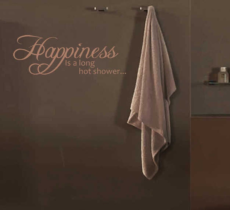Happiness is A Long Hot Shower Wall Sticker Quote Decal Etsy UK