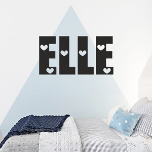 Personalised Bespoke Cute Heart Wall Sticker Name, Decal Bedroom Kids ...