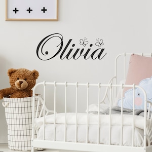Personalised Name With Butterflies Wall Sticker | Vinyl Decal Removable Adhesive Bespoke Custom