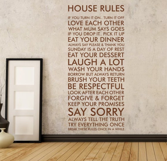 house rules wall sticker quote decal words vinyl adhesive | etsy