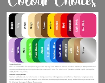 GECKO GRAFIX - Colour Samples - For Our Wall Stickers Only. Please Read Listing.