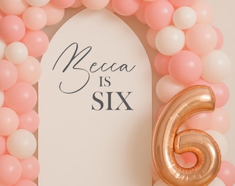 Name is Age Personalised Stickers For Sail Board | Birthday Signs Vinyl Decal  Wording Balloon Arch