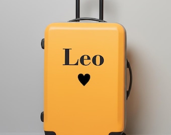 Sticker coeur et nom de valise personnalisés | Sticker monogramme pour bagage cabine