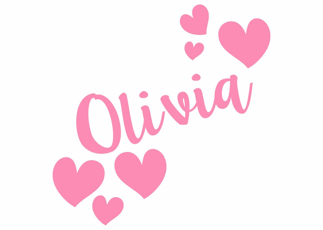 Personalised Name Hearts Wall Sticker | Kids Bedroom Custom Vinyl ...