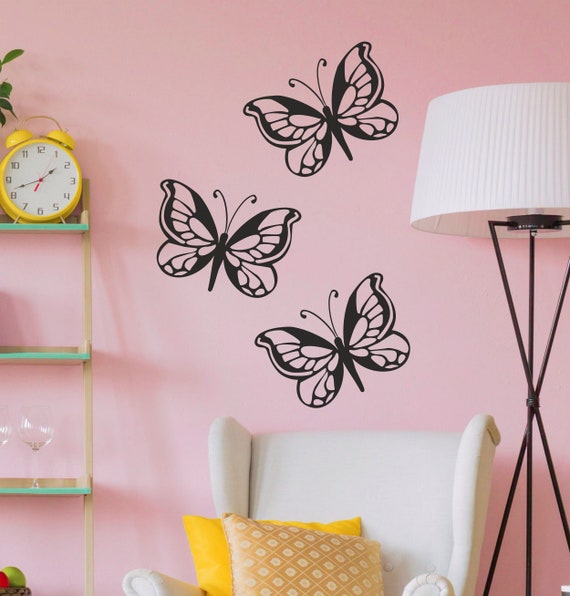 Bonitas pegatinas decorativas de mariposa para pared, calcomanías adhesivas  de vinilo, decoración para dormitorio, mariposas para niños -  España