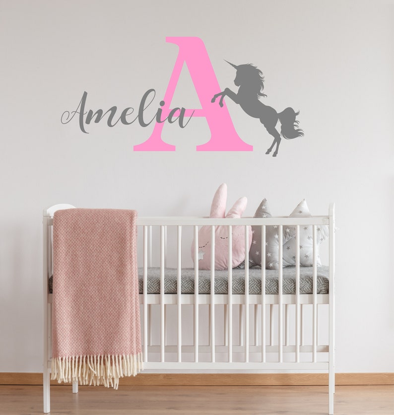 Personalised Unicorn Initials Name Wall Sticker Decal Kids Etsy