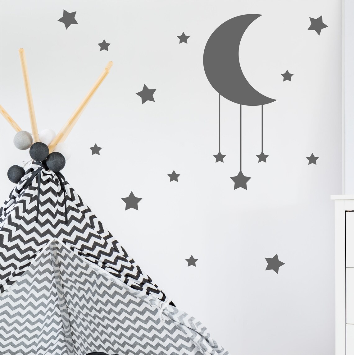 Moon and Stars Wall Sticker Decal Vinyl Adhesive Removable Etsy