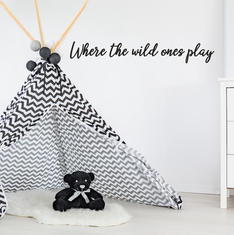 Where the Wild Ones Play Wall Quote Sticker | Playroom Vinyl Decor for Kids Bedroom image 5
