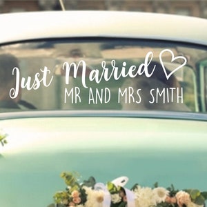 Just Married Personalised Mr And Mrs Car Wedding Sticker Decal