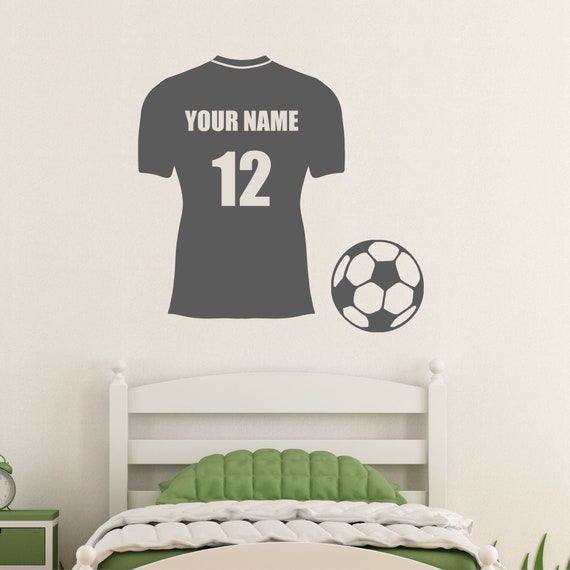 PERSONALISED Football Soccer Shirt Wall Sticker Decal Vinyl Adhesive Kids Bedroom G31 Bespoke Choose Any Name And Number