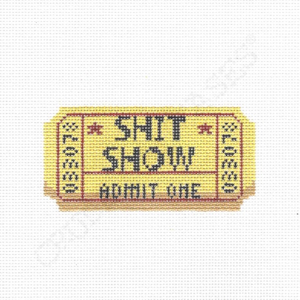 Sh*t Show/Ticket Stub - Toile à l'aiguille peinte à la main