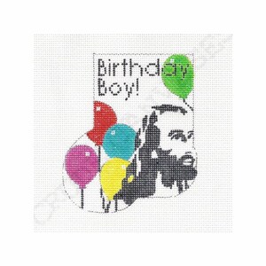 Birthday Boy! / Jesus Silhouette w/ Balloons - Hand painted needlepoint canvas