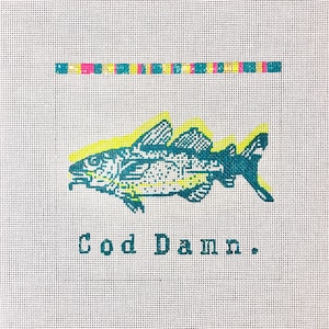 Cod Damn - Hand painted needlepoint canvas