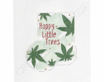Happy Little Trees - Hand painted needlepoint parody canvas