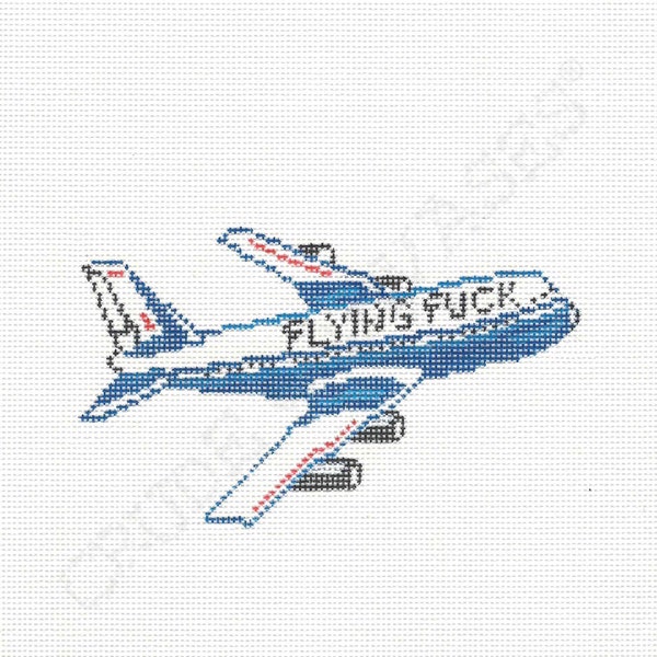 Avion Flying F*ck - Toile à l’aiguille peinte à la main