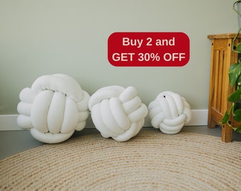 Accent home decor Knot pillow ball Throw pillows Decorative pillows for bed White knot pillows Bedroom decor