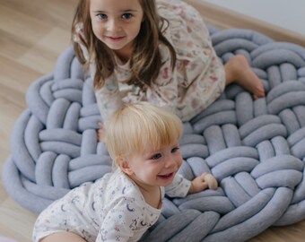 Baby play mat Floor knot cushion  Nursery floor rug  Montessori furniture activity mat Round rug