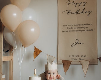 Personalized Birthday Banner Canvas Birthday Boho Wall Art