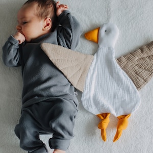 Baby Lovey newborn gift cotton comforter for babies Muslin baby mom gift Baby shower gift Animal Goose infant blanket Security Safety Custom