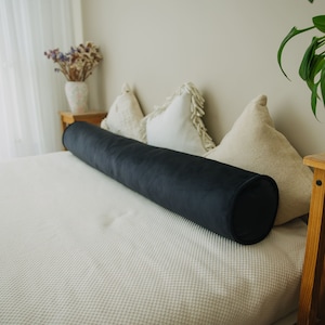 Black velvet bolster pillow sales