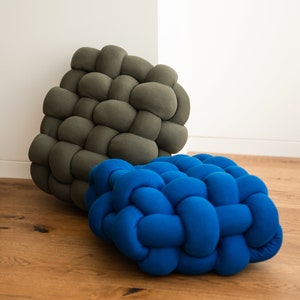 Meditation pillow Soft braided pouf Ottoman Modern home decor furniture Seating pillows for guests Resting legs pouf