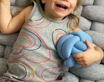 almohada de nudo de bola para bebé, desarrollo de actividades, almohada para niños pequeños, decoración de la habitación Montessori, almohadas suaves para la habitación de los niños para jugar