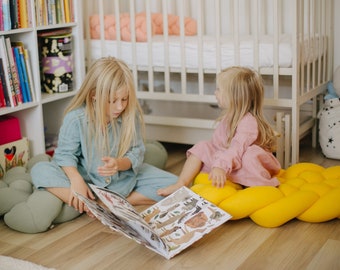 Cojín para rincón de lectura, alfombra para la siesta para niños pequeños, cojines de suelo súper suaves para niños, almohada para jugar, almohadas gigantes con nudo para el suelo, alfombra suave para guardería