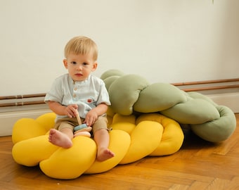 Corner floor pillow Montessori reading nook Toddler nap mat Knot soft pillows for kids Colourful pillows to rest Floor seating pillow