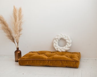 Reading nook cushion Custom sizes Luxury French futon with piping Large floor cushion Window seat cushion