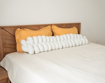 Long pillow for bed Knot pillow Headboard pillow Modern bedroom decor Throw headboard pillow