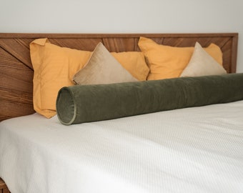 Extra long bolster pillow with Piping velvet throw pillow cover Custom size Master bedding decor modern classic cushion for bed Gift