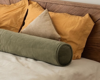 Extra Long Bolster pillows with Piping  velvet throw cover with insert Custom sizes