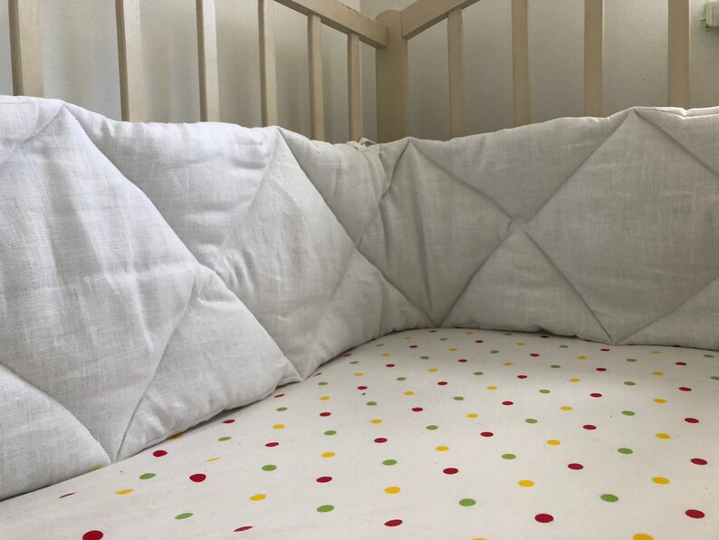 Crib bumper pads Baby cot bumper Organic safe bumper Linen Etsy