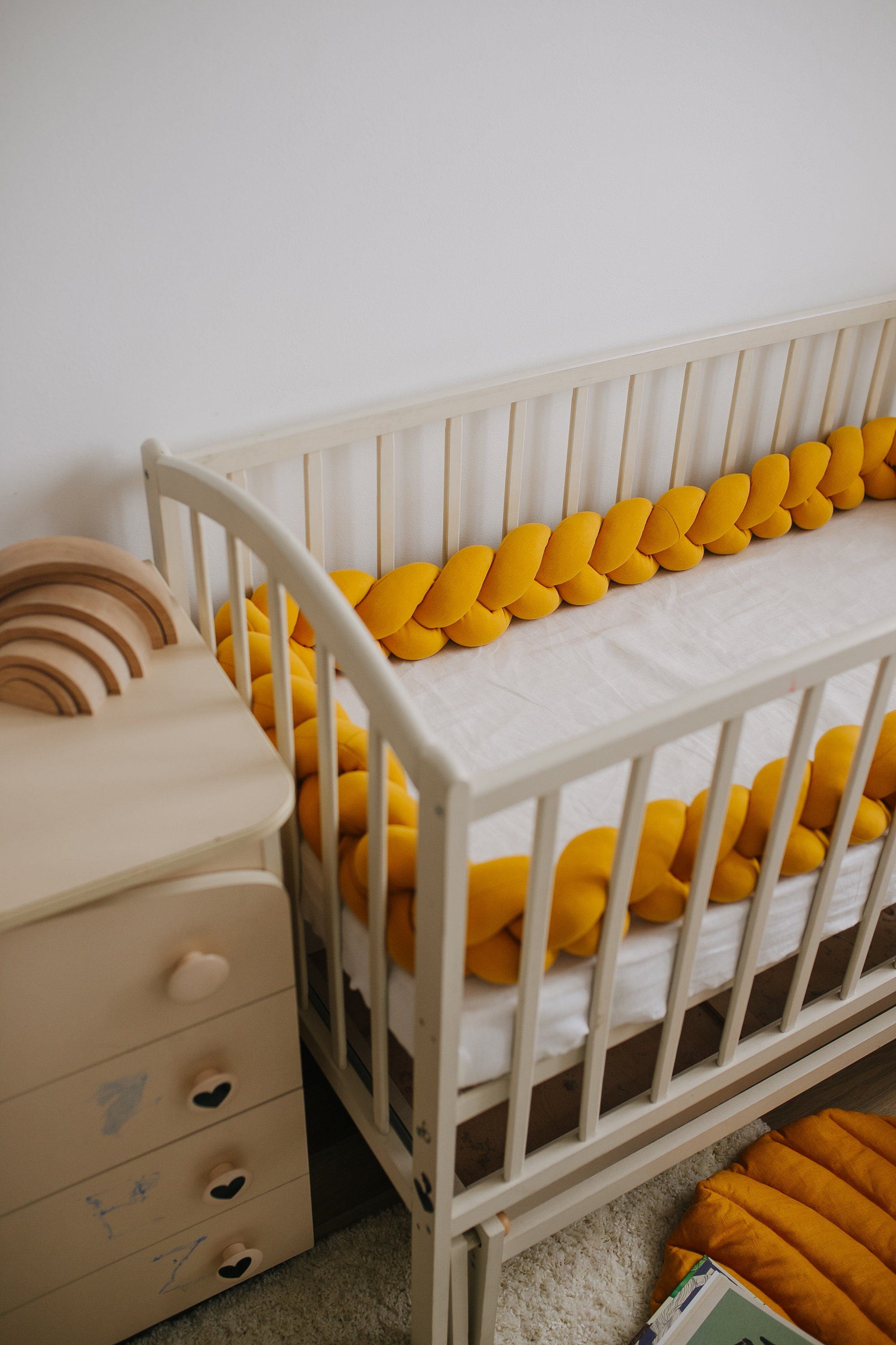 Braided Crib Bumper sage green Etsy