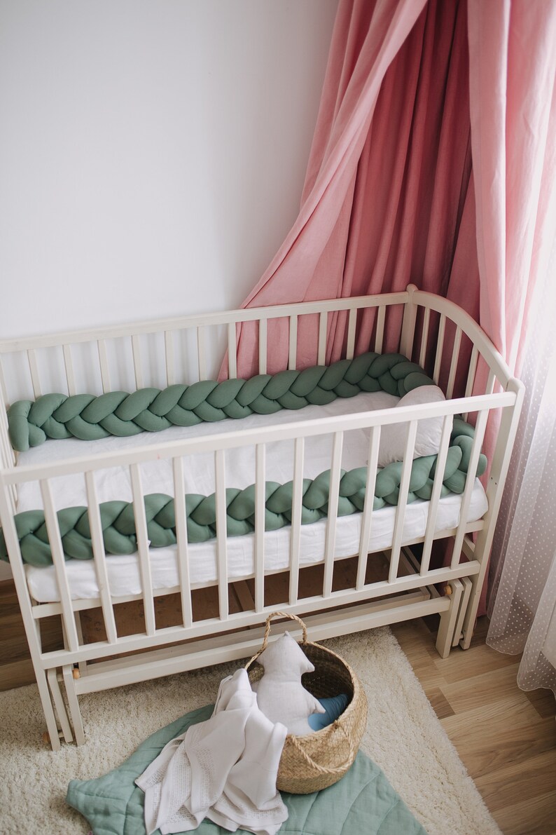 Braided Crib Bumper Sage Green Etsy